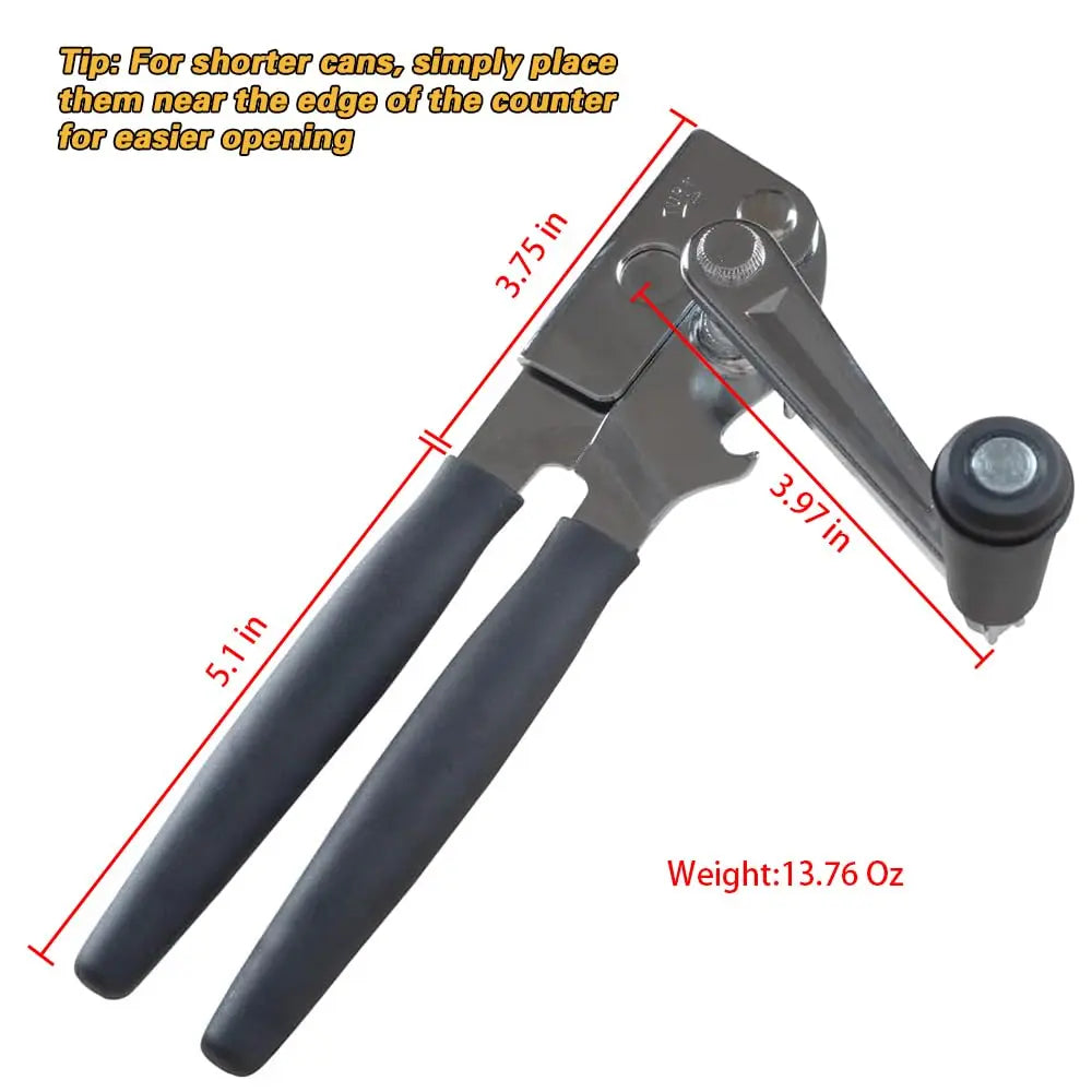 Crank Manual Can Openers,Commercial Heavy Duty Swing Away Can Opener with Long Handle,Black