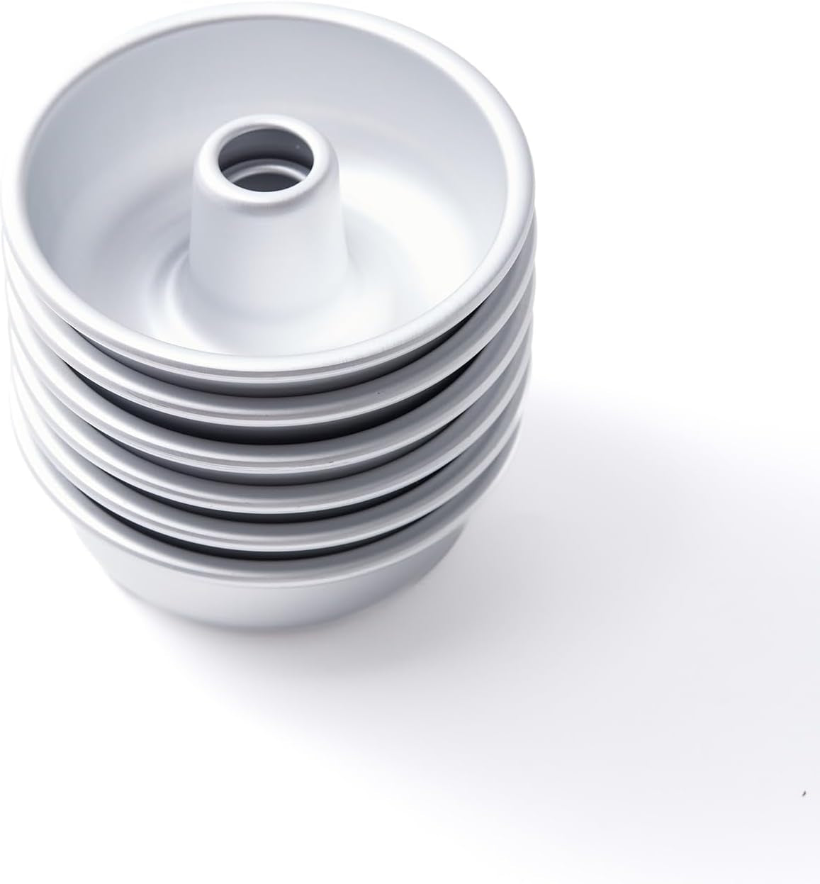 Moldes Pequeños De Aluminio Para Flan, 10 X 3.5 Cm, 6 Pack | Individual Metal Custard Molds with Center Tube, for Mini Flan, Desserts, Oven Baking and Steaming