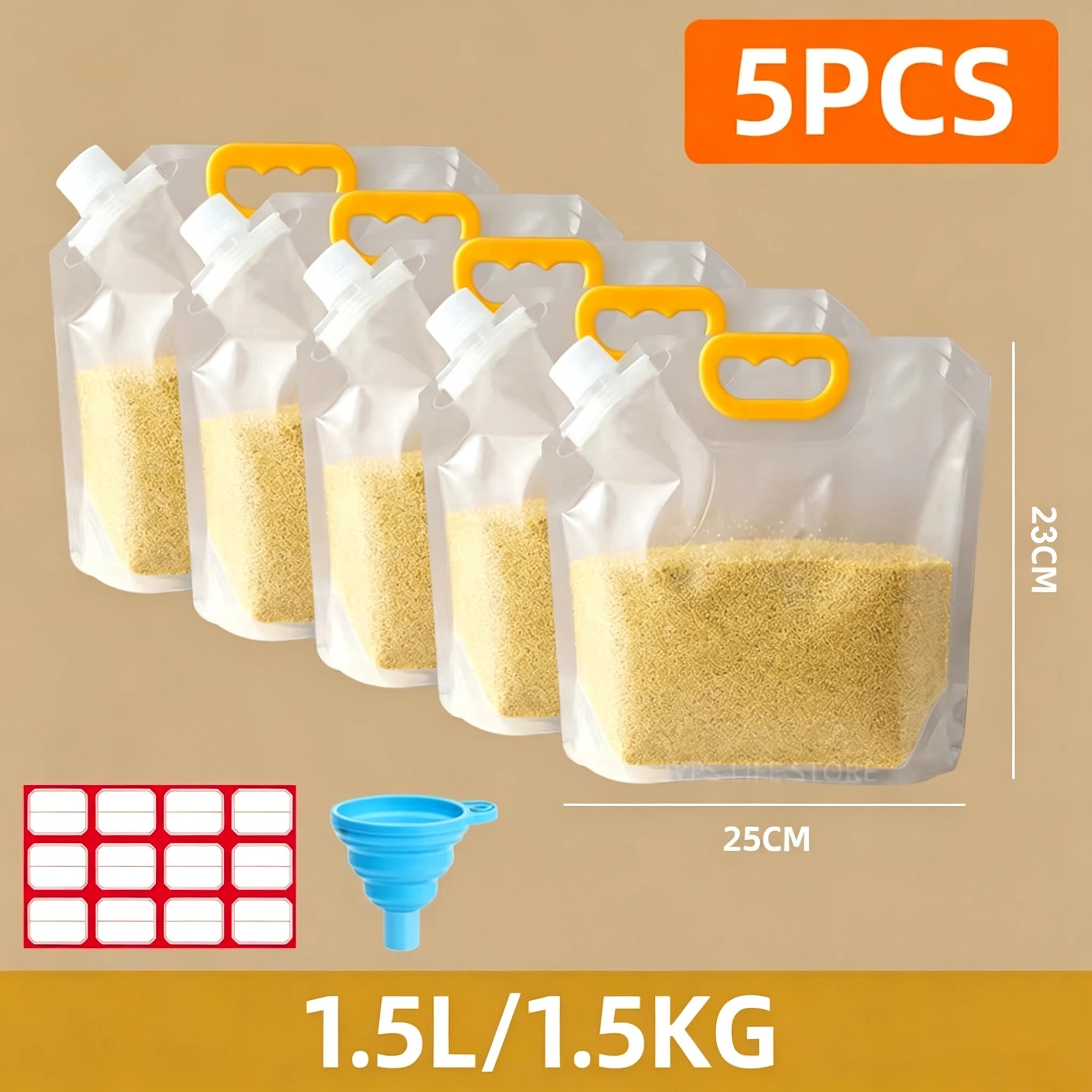 5Pcs Grains Sealed Bag Cereal Containers Moisture-Proof and Insect-Proof Transparent Food Grade Storage Bag Kitchen Organizer
