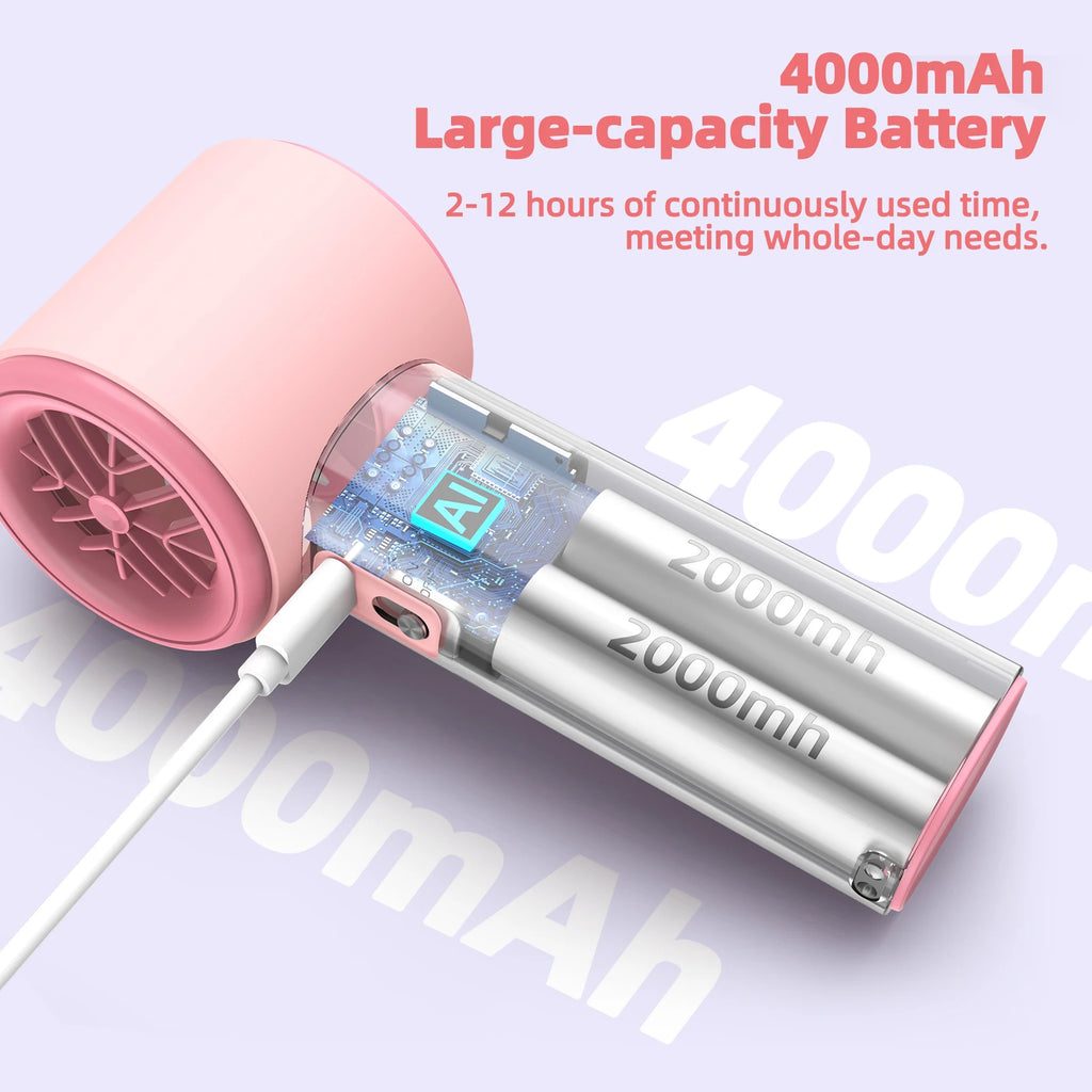 Mini Fan 100 Gear Wind Speed Electric Fan Digital Display Adjustable Turbo Portable Outdoor Handheld of Cold Compressed Sheets
