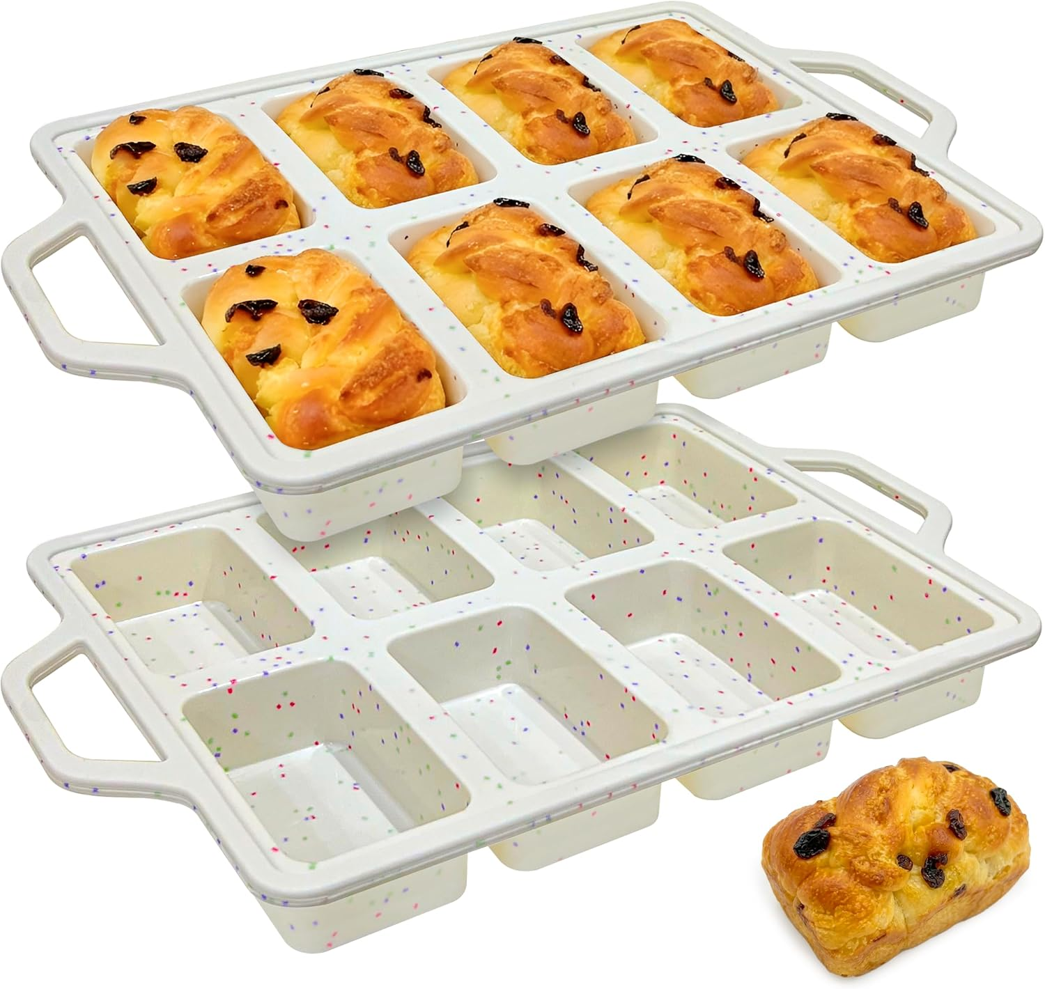 Moldes de Silicona para Mini Pan (Set de 2, 8 Cavidades por Molde)