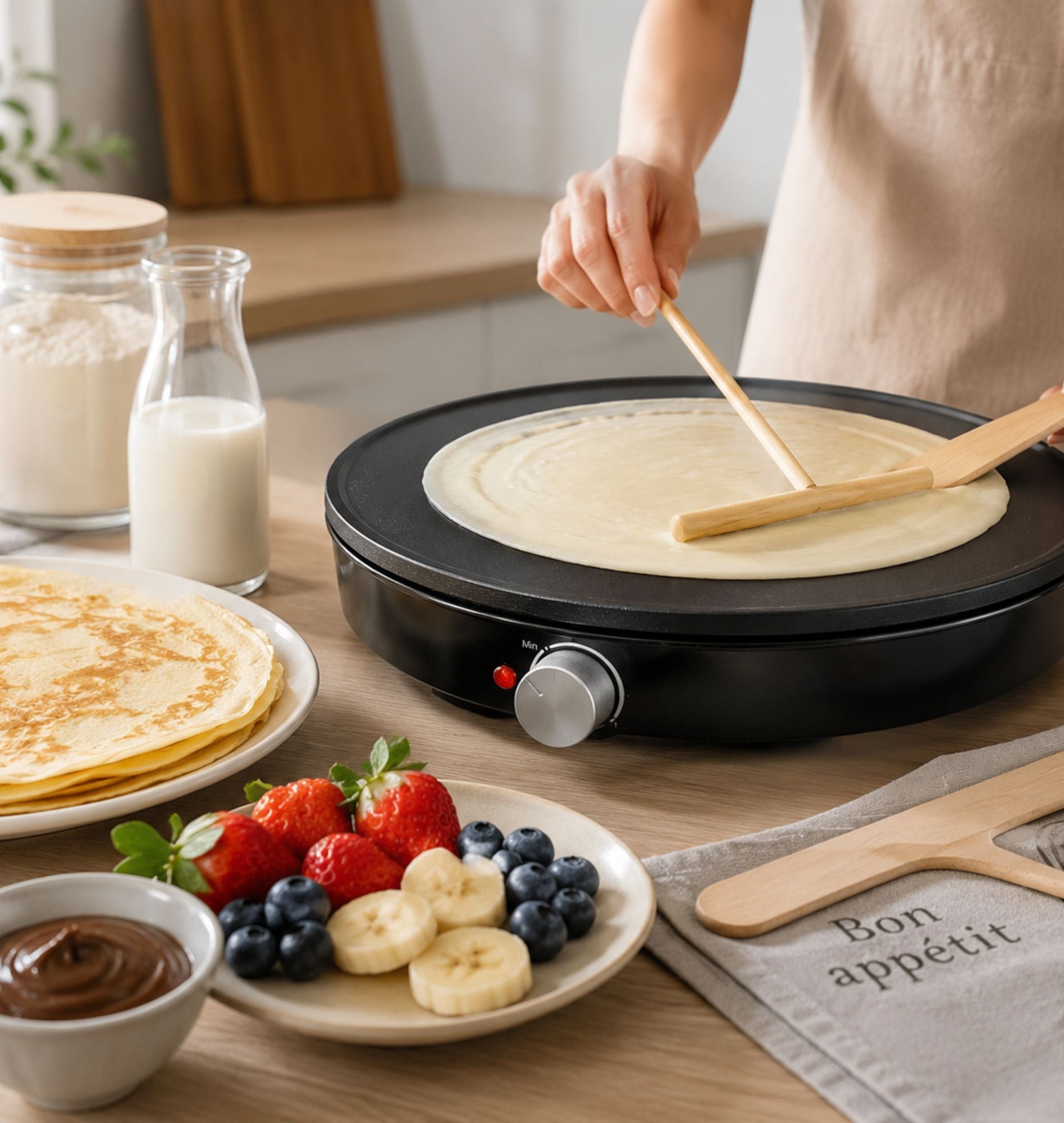 12" Nonstick Electric Crepe Maker with Temperature Control