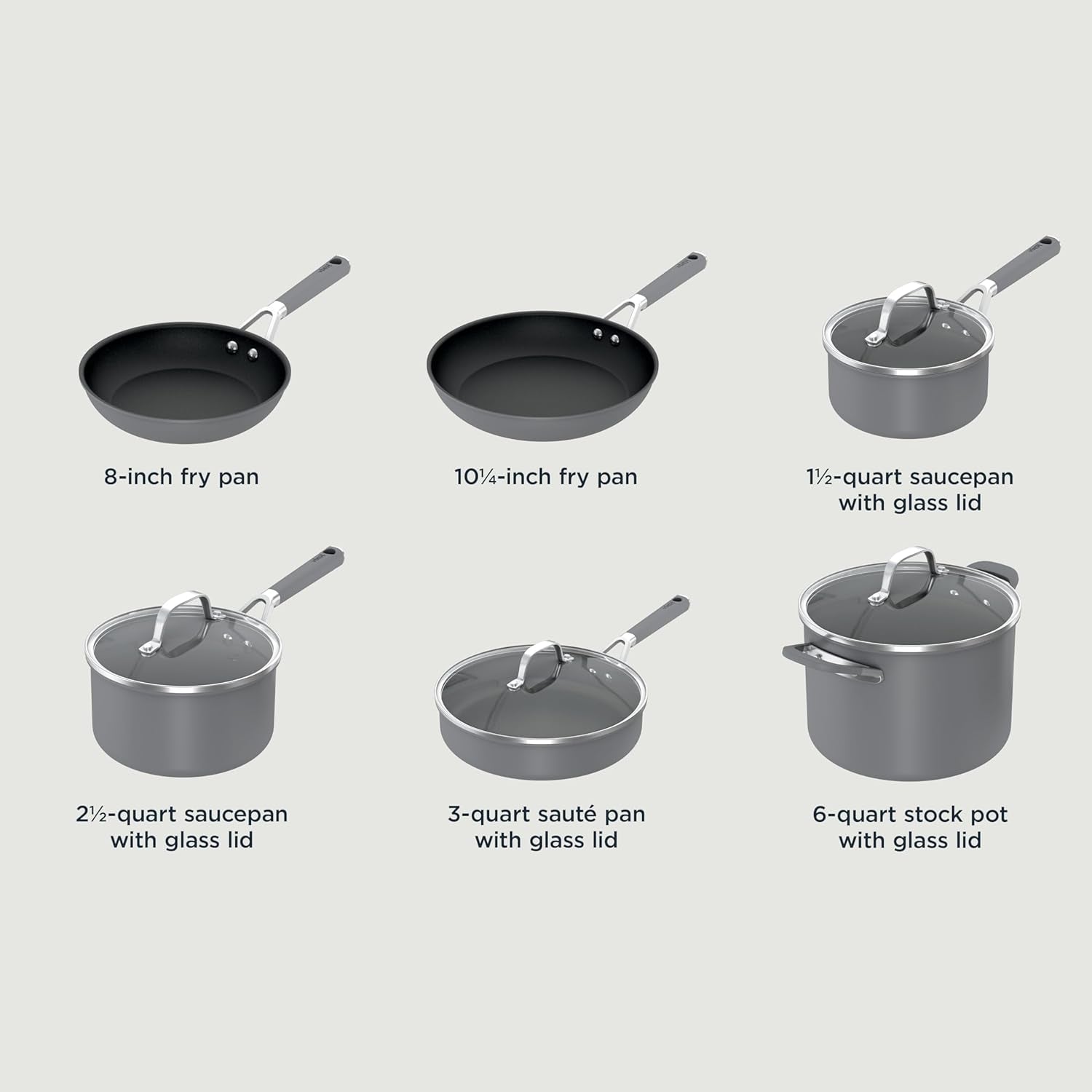 Ninja Pots and Pans Set Non Stick | Comfort Grip 10-Piece Cookware Set with Neverstick | Frying Pan, Sauce Pan with Lid, Stock Pot with Lid, Nonstick, Dishwasher Safe, Oven Safe to 400°F, CW69010