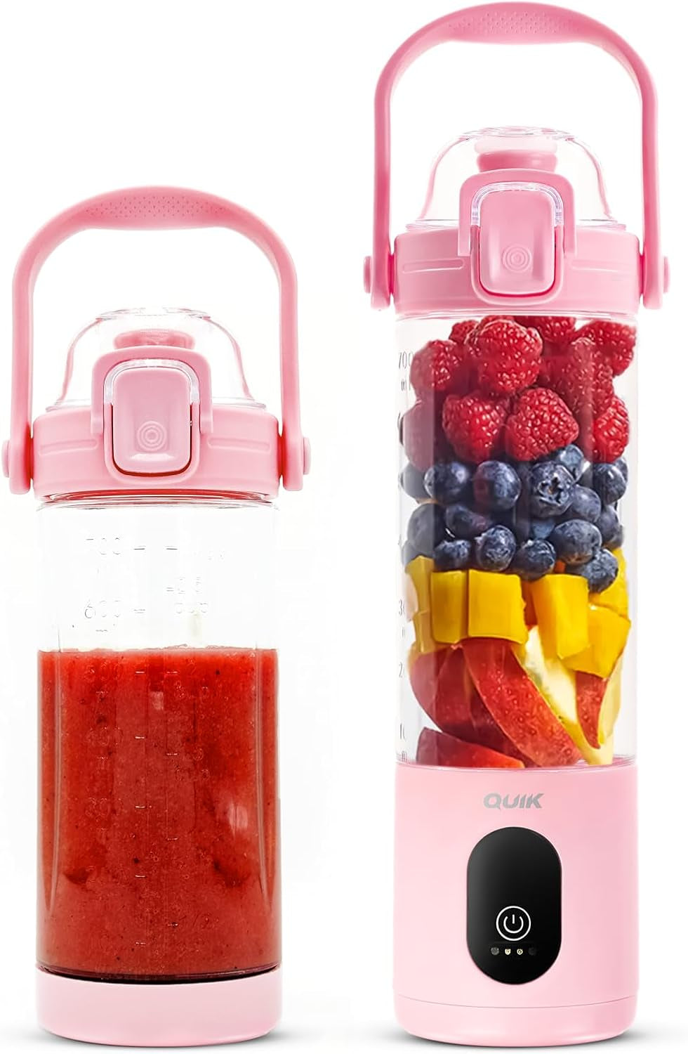 Portable Blender - Cordless 24Oz. Personal Blender for Shakes and Smoothies, Licuadora, BPA Free - Ice Crush, Dishwasher Safe Parts, Waterproof, Triple Batteries, Juicer Cup, Black
